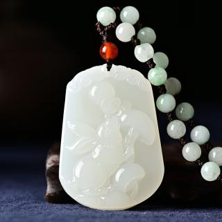 天然和田玉吊坠十二生肖12属相牛虎猪兔蛇鸡狗男童挂件女项 鼠大号翡